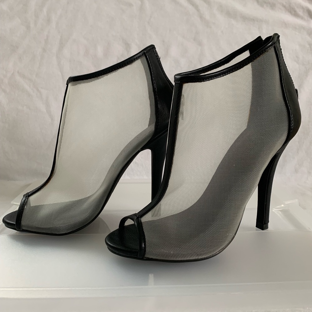 Forever 21 Mesh Paneled Peep Toe Booties